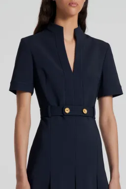 Scanlan Theodore Tailored Pleat Dress Navy Size AU 8 for rent on The Volte - image 5
