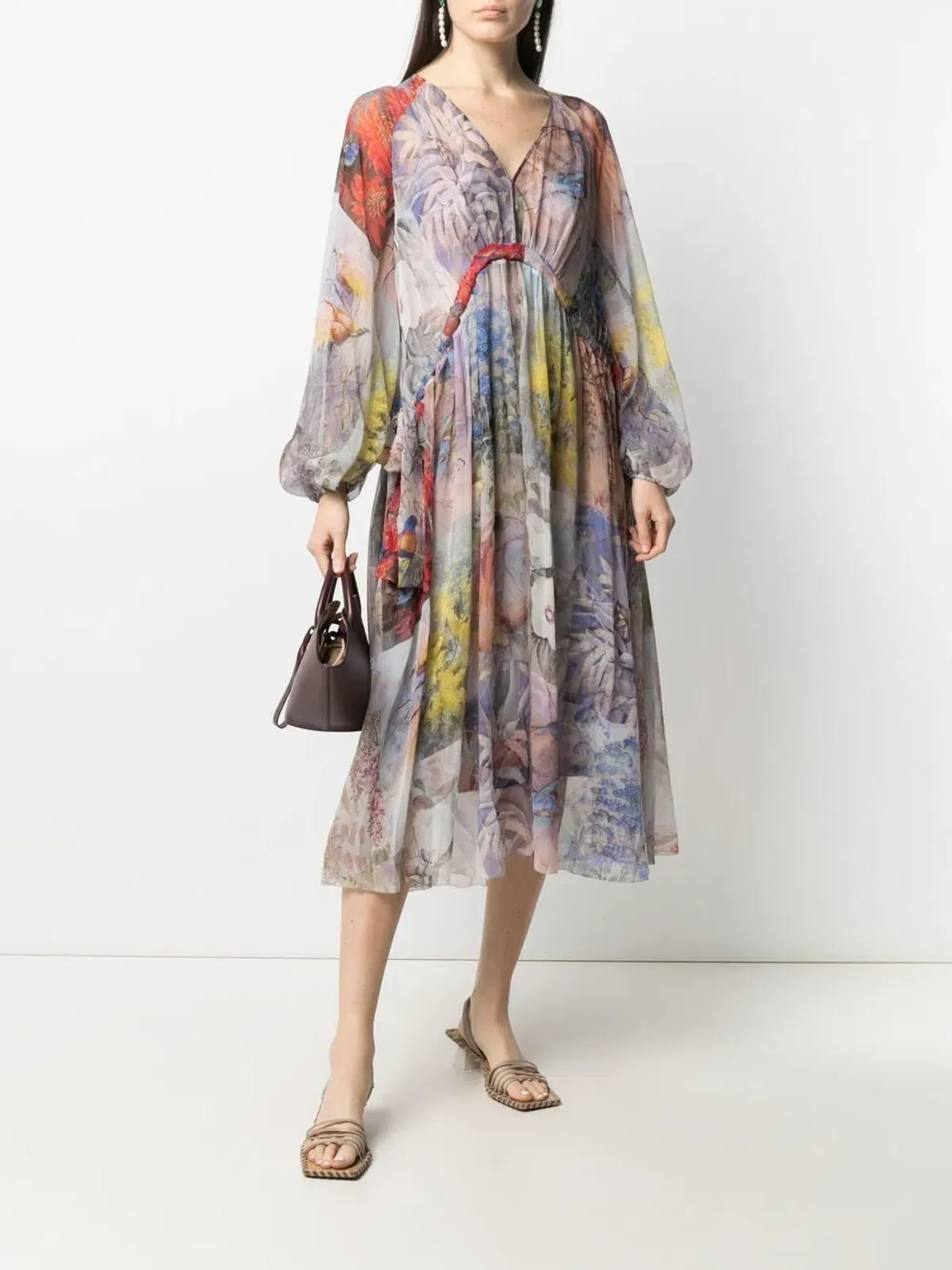 Zimmermann Luminous Tie Sides Midi Dress Multi Floral Size 2/Au 14 for rent on The Volte - main image