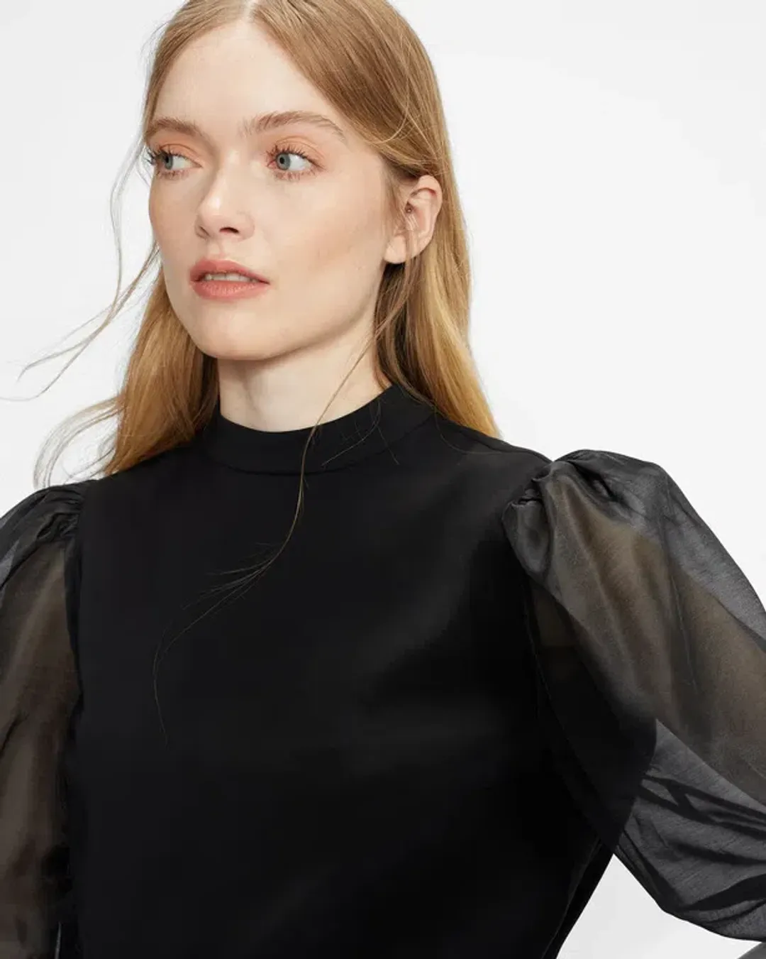 Ted Baker Micaeli Organza Volume Sleeve Top in Black Size 1 / AU 8 for rent on The Volte - main image