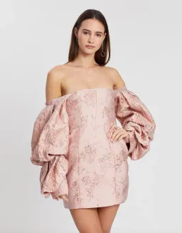 Asilio Off Shoulder With Volume Long Sleeve Dress Pink Size 8 for rent on The Volte - image 2