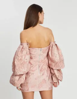 Asilio Off Shoulder With Volume Long Sleeve Dress Pink Size 8 for rent on The Volte - image 3