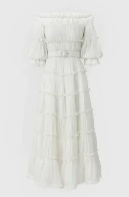Leo Lin Luminous Silk Linen Dress in White Size AU 12  for rent on The Volte - image 3