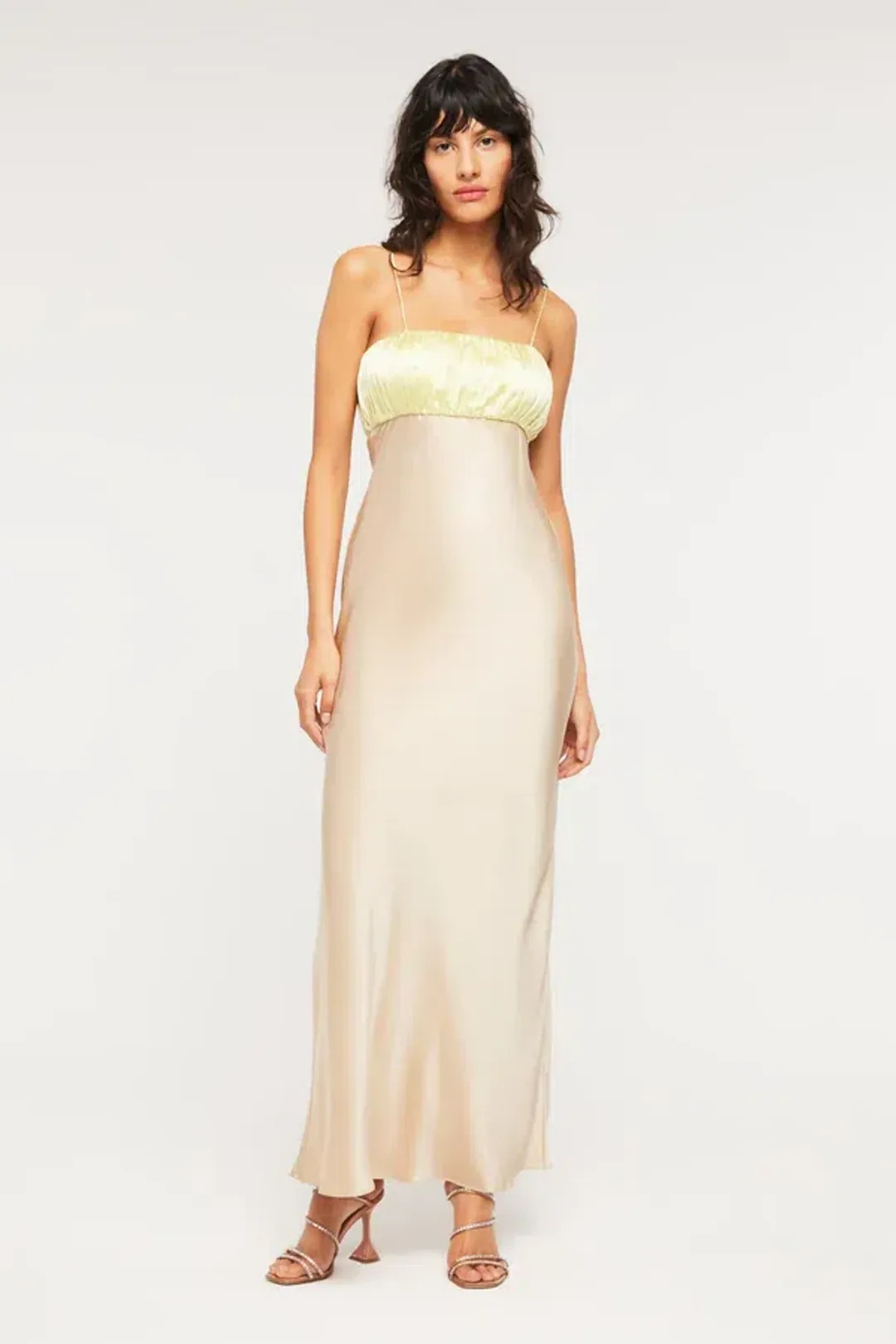 Ginia Sophia Maxi Dress Lime/Mink Size AU 6 for rent on The Volte - main image