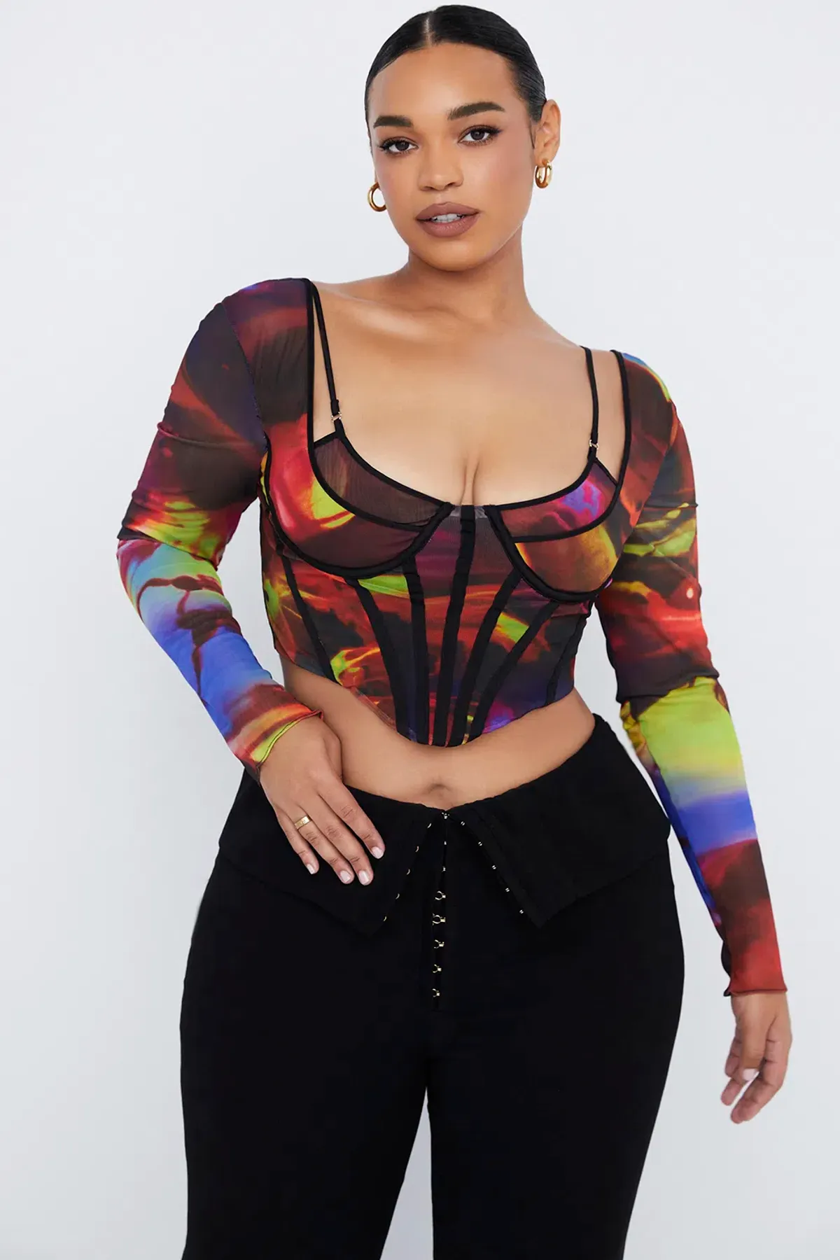 House of CB Mischa Long Sleeve Corset Print Size 12 for rent on The Volte - main image