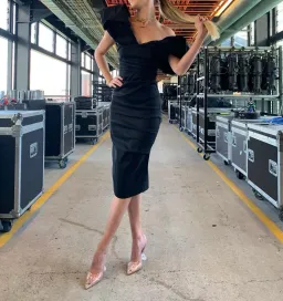 Rachel Gilbert Frey Midi Dress Black Size 2 / Au 10 for rent on The Volte - image 1