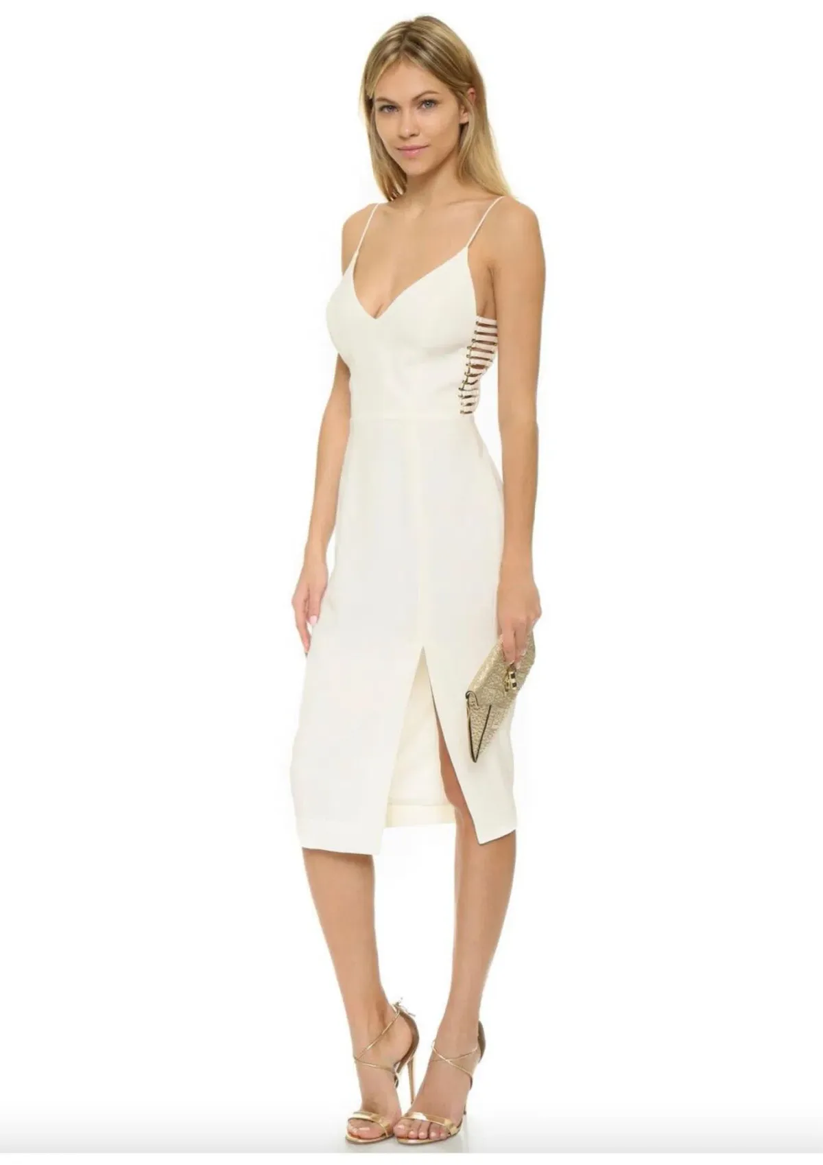 Zimmermann Crepe Harness Midi Dress White Size 8 for rent on The Volte - main image