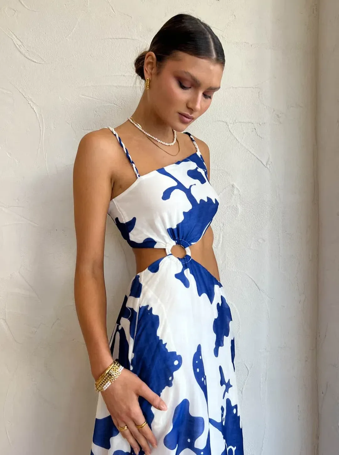 Sir the Label Vivi Asymmetric Cut Out Dress Print Size 8 for rent on The Volte - main image