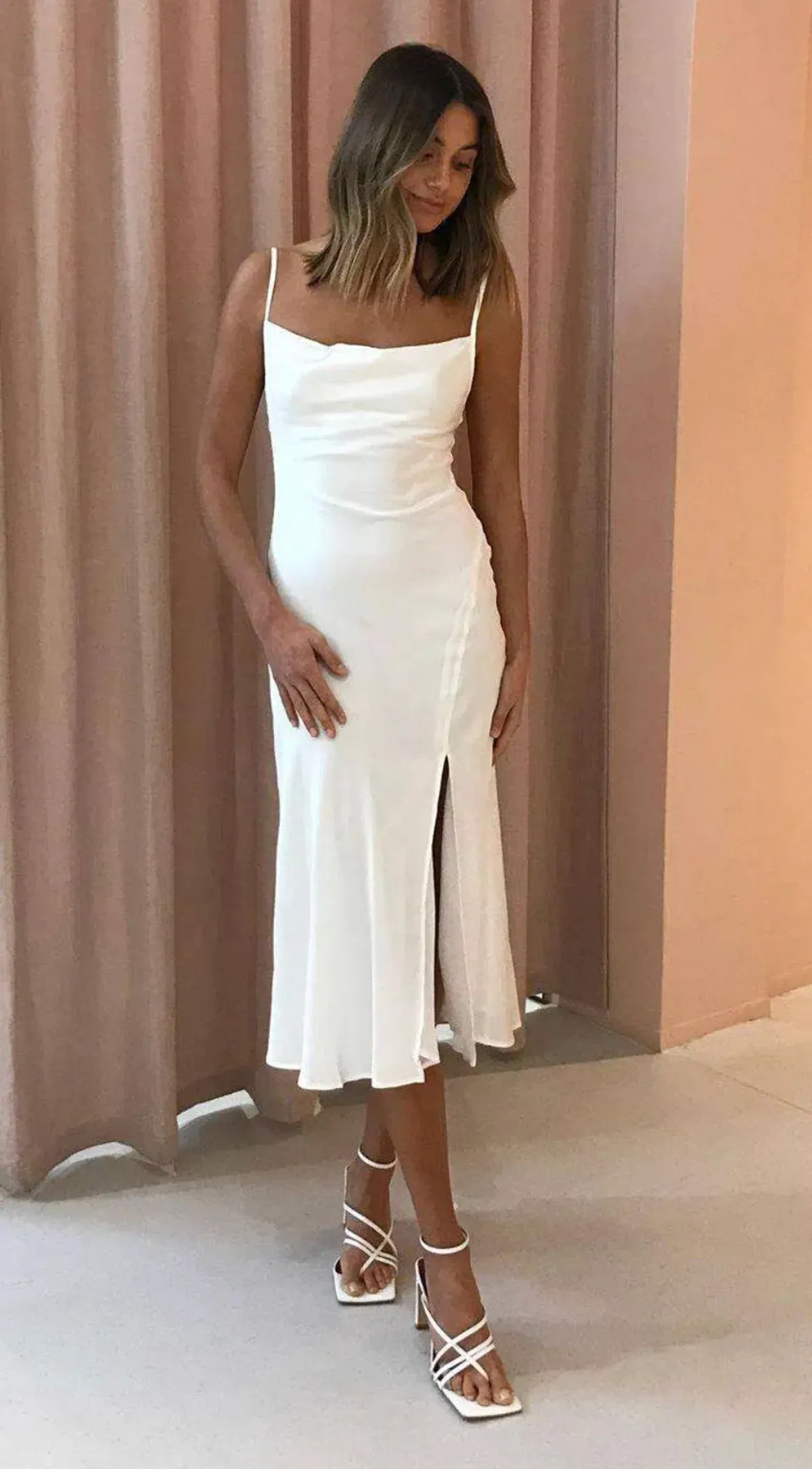 Hansen & Gretel Zoe Silk Midi Dress Bone Size XL / Au 14 for rent on The Volte - main image