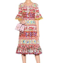 Dolce & Gabbana Bell Sleeve Mambo Midi Dress Print Size 8 for rent on The Volte - image 1