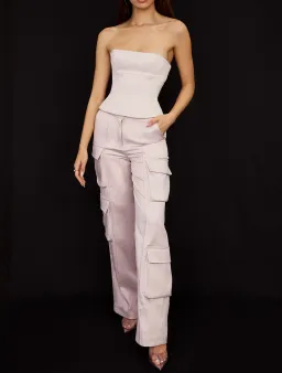 House of CB Angelica Strapless Corset and Daria Cargo Trousers Set Crystal Size 8 for rent on The Volte - image 1