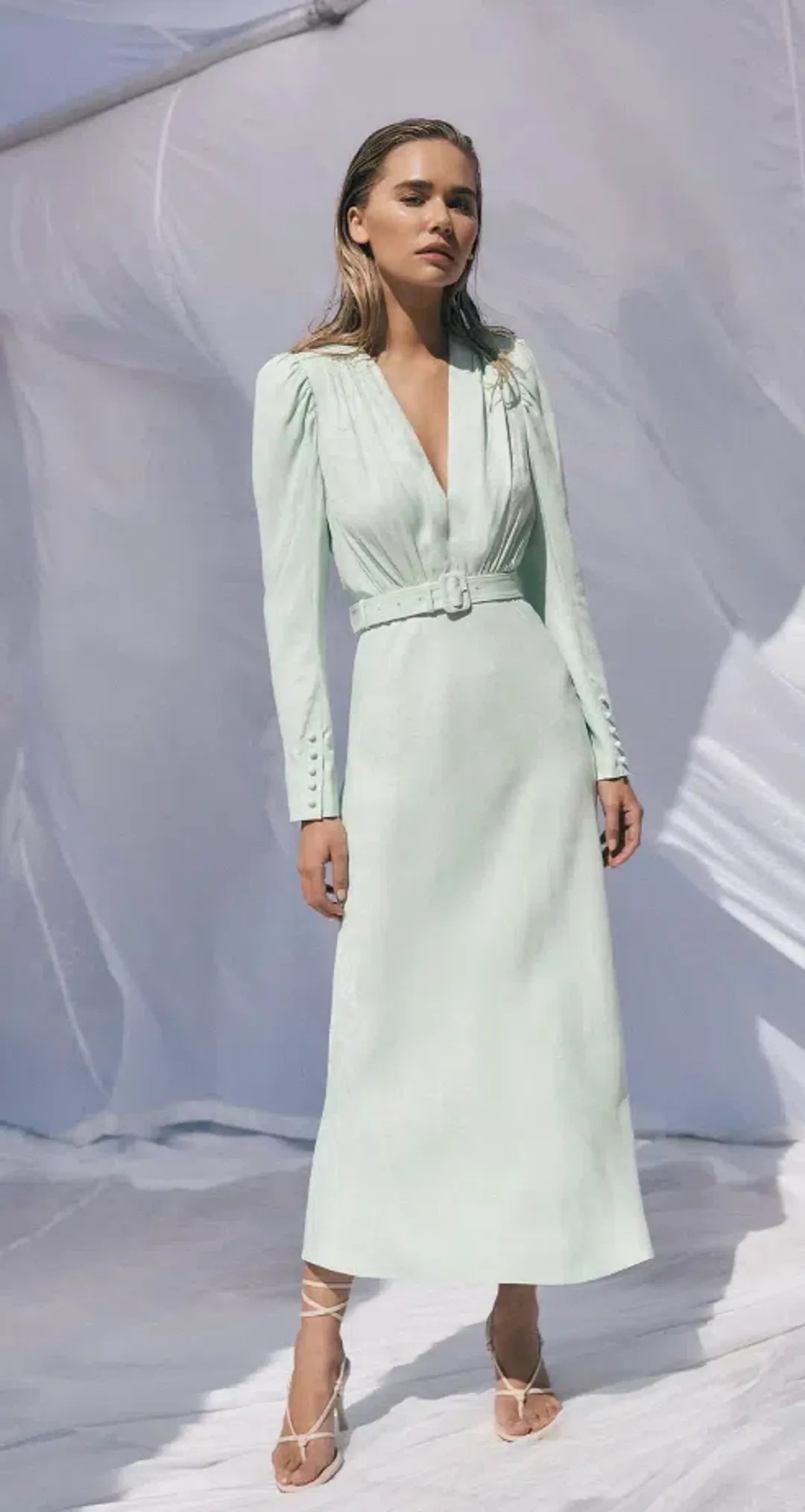 Scanlan Theodore French Jacquard Midi Dress Mint Size 10 for rent on The Volte - main image