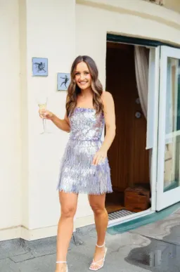 Kyha Studios Young Hearts Mini Dress Silver Size 2 / Au 6 for rent on The Volte - image 3