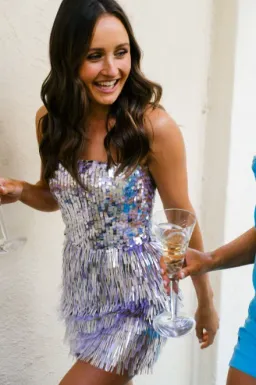 Kyha Studios Young Hearts Mini Dress Silver Size 2 / Au 6 for rent on The Volte - image 2