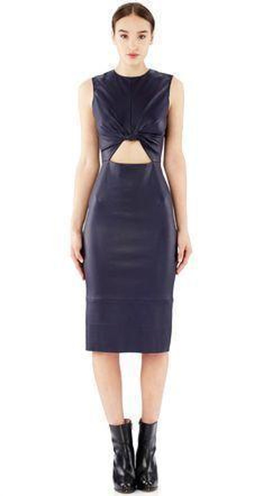 Scanlan Theodore Stretch Leather Twist Front Dress Black Size 8 for rent on The Volte - main image