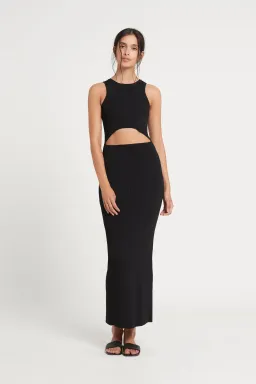 Sir The Label Ingrid Cut Out Midi Dress Black Size 8 for rent on The Volte - image 2
