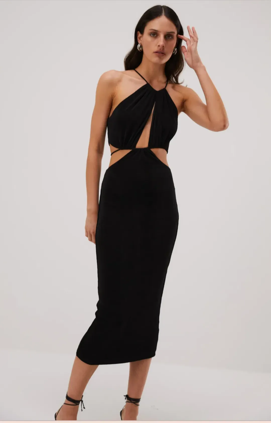 Misha Zeke Slinky Jersey Midi Dress Black Size 8 for rent on The Volte - main image