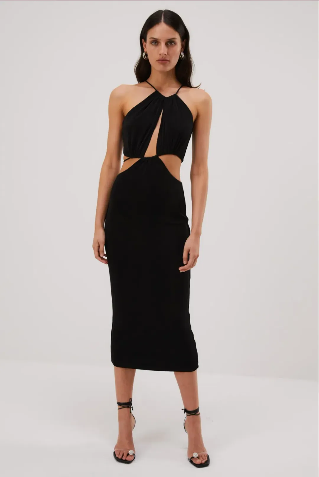 Misha Zeke Slinky Jersey Midi Dress Black Size 8 for rent on The Volte - main image