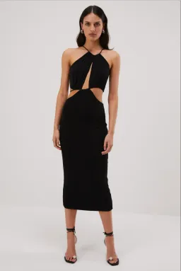 Misha Zeke Slinky Jersey Midi Dress Black Size 8 for rent on The Volte - image 1