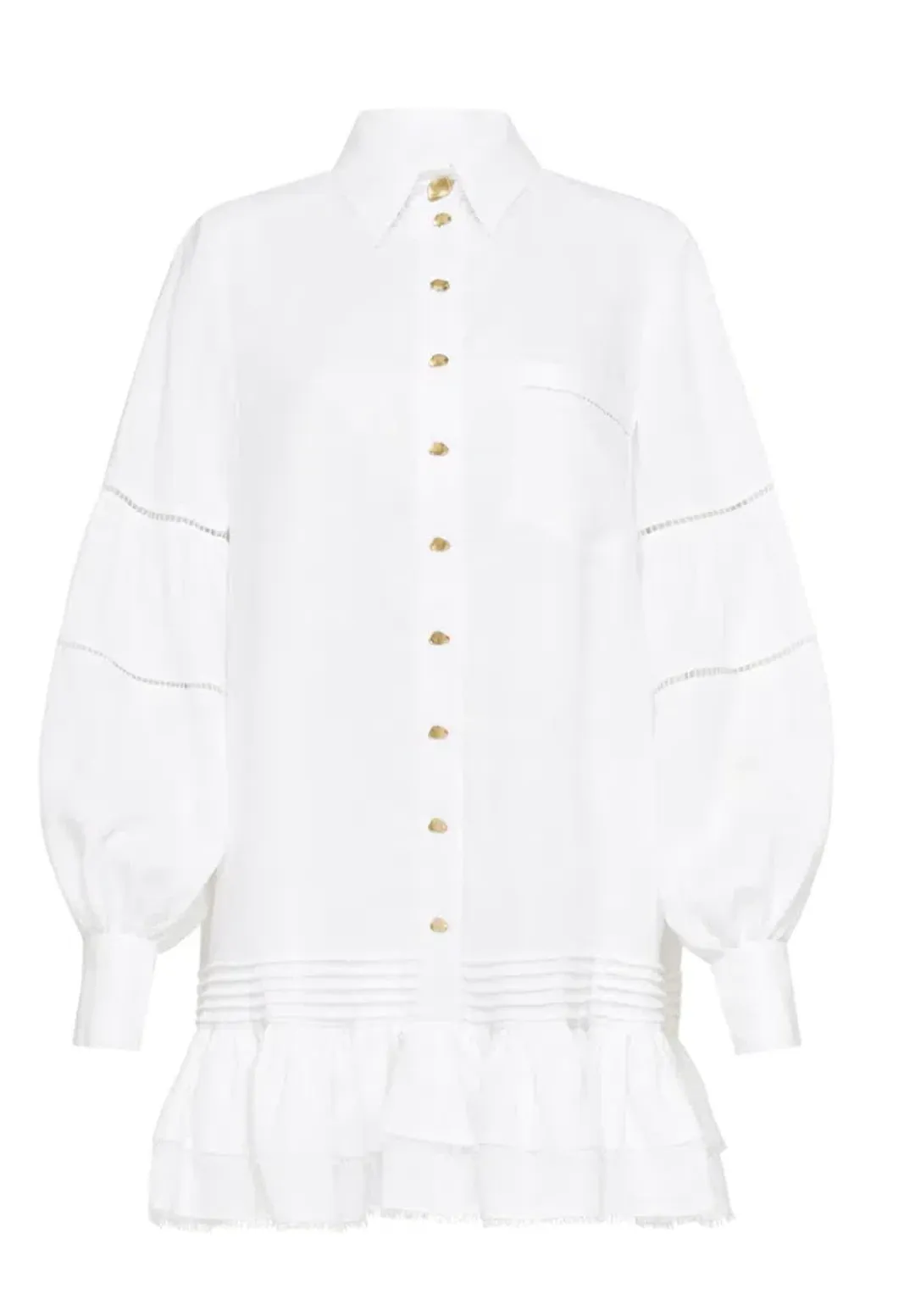 Aje Lotus Shirt Dress White Size 16 for rent on The Volte - main image