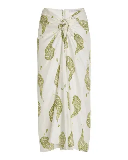 Christopher Esber Ruched Paisley Silk Maxi Skirt in Green Size 8 for rent on The Volte - image 5