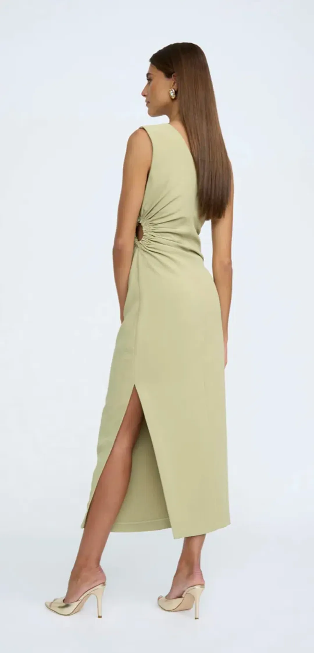 By Johnny Mariella Asymmetric Midi Dress Sage Size 8 for rent on The Volte - main image