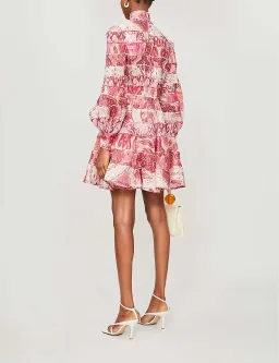 Zimmermann Wavelength Spliced Mini Dress Pink Ikat Size 0P / AU 6 for rent on The Volte - image 2