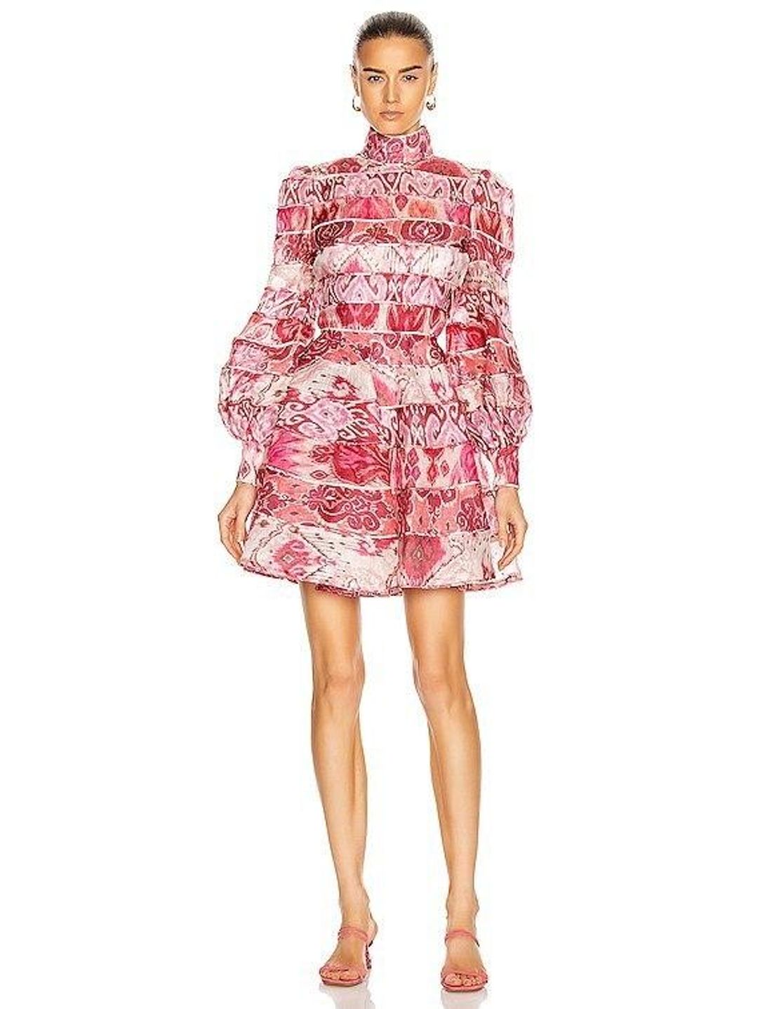 Zimmermann Wavelength Spliced Mini Dress Pink Ikat Size 0P / AU 6 for rent on The Volte - main image