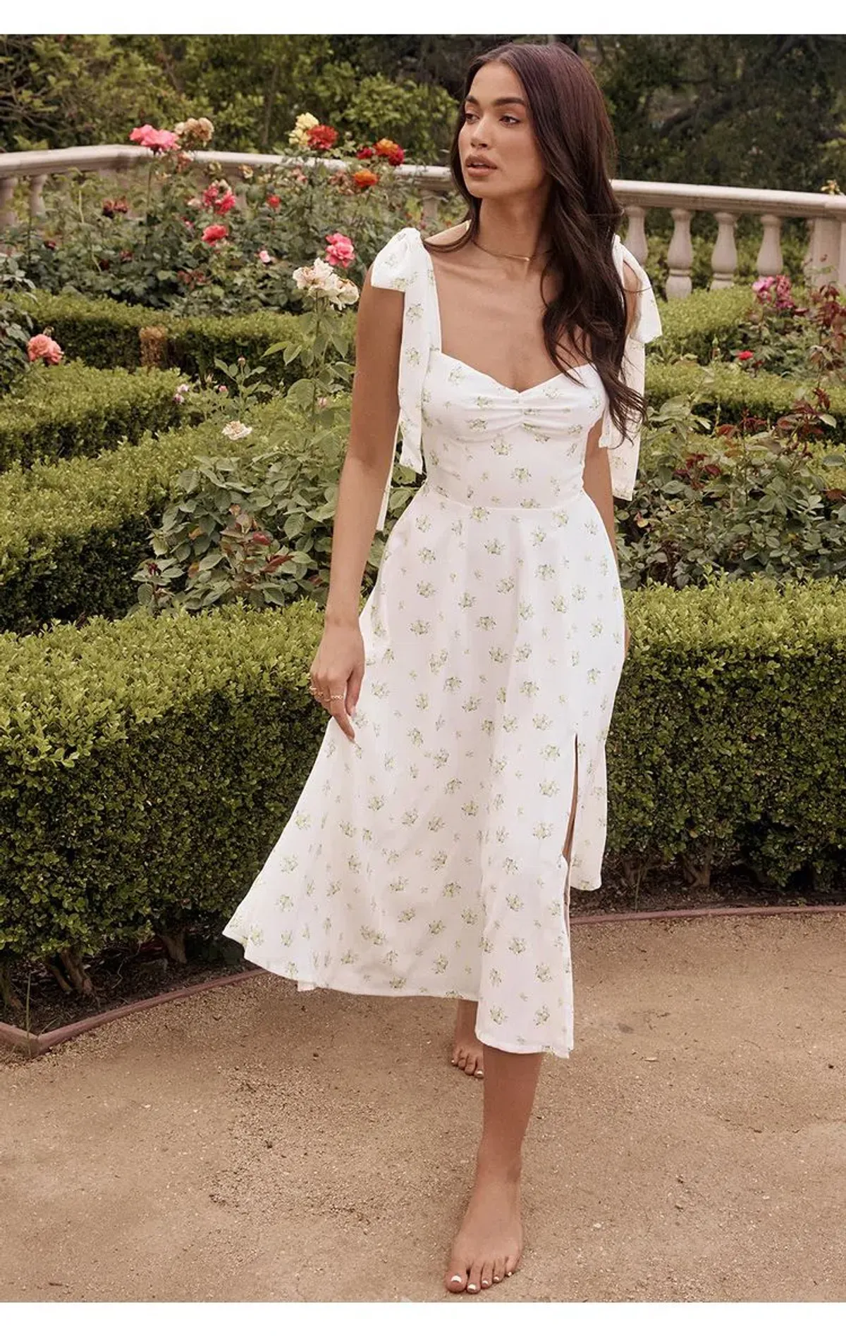 House Of CB Alicia Ivory Floral Midi Sundress White Size XS / AU 6 for rent on The Volte - main image