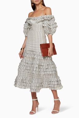 Zimmermann Painted Hearts Folds Midi Dress Print Size 6 for rent on The Volte - image 1