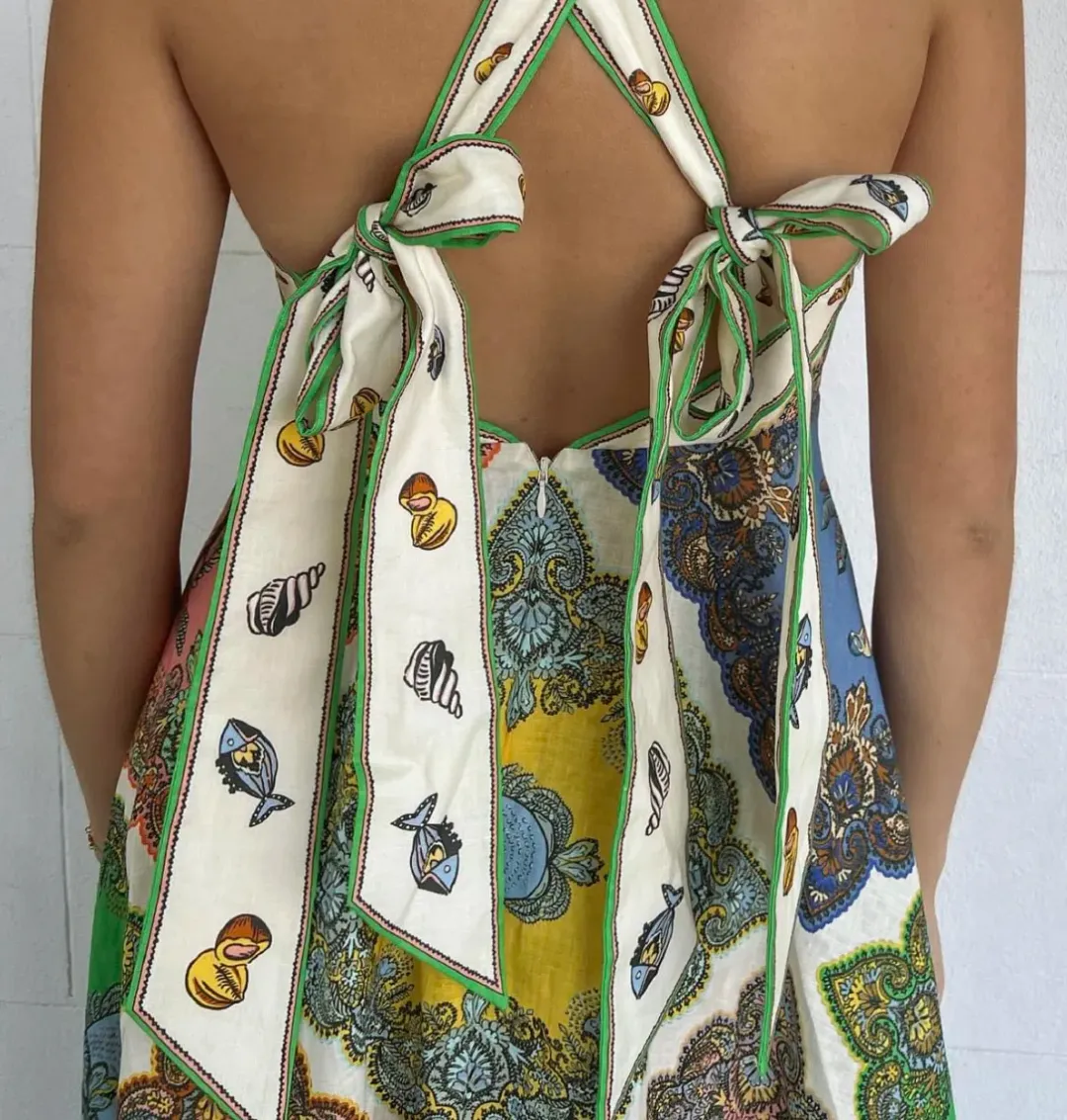 Alemais Trippy Troppo Halter Midi Dress Multicolored Size AU 10 for rent on The Volte - main image