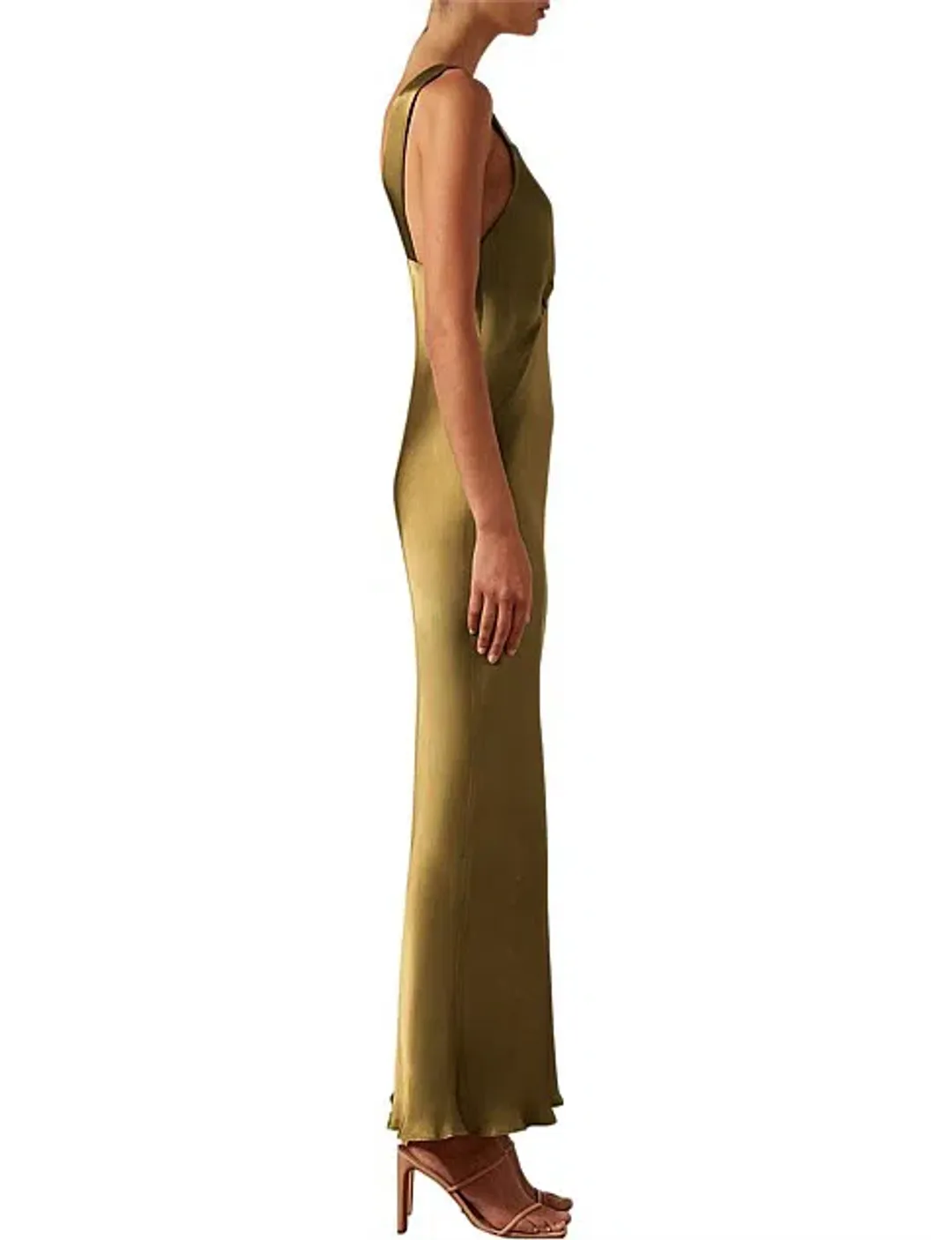 Shona Joy Giorgia Plunged Midi Dress Olive Green Size AU 12 for rent on The Volte - main image