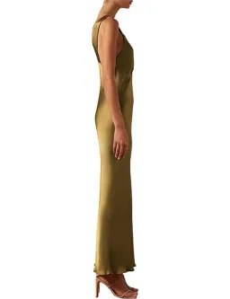Shona Joy Giorgia Plunged Midi Dress Olive Green Size AU 12 for rent on The Volte - image 2