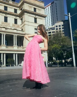 Aje Evangeline Cornelli Maxi Dress Pink Size  AU 8 for rent on The Volte - image 1