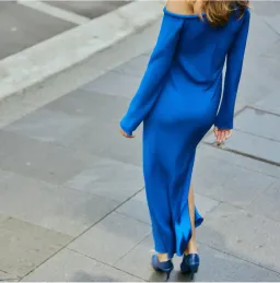 Bianca Spender Vivian Satin Dress Cobalt Size 2 / Au 10 for rent on The Volte - image 4