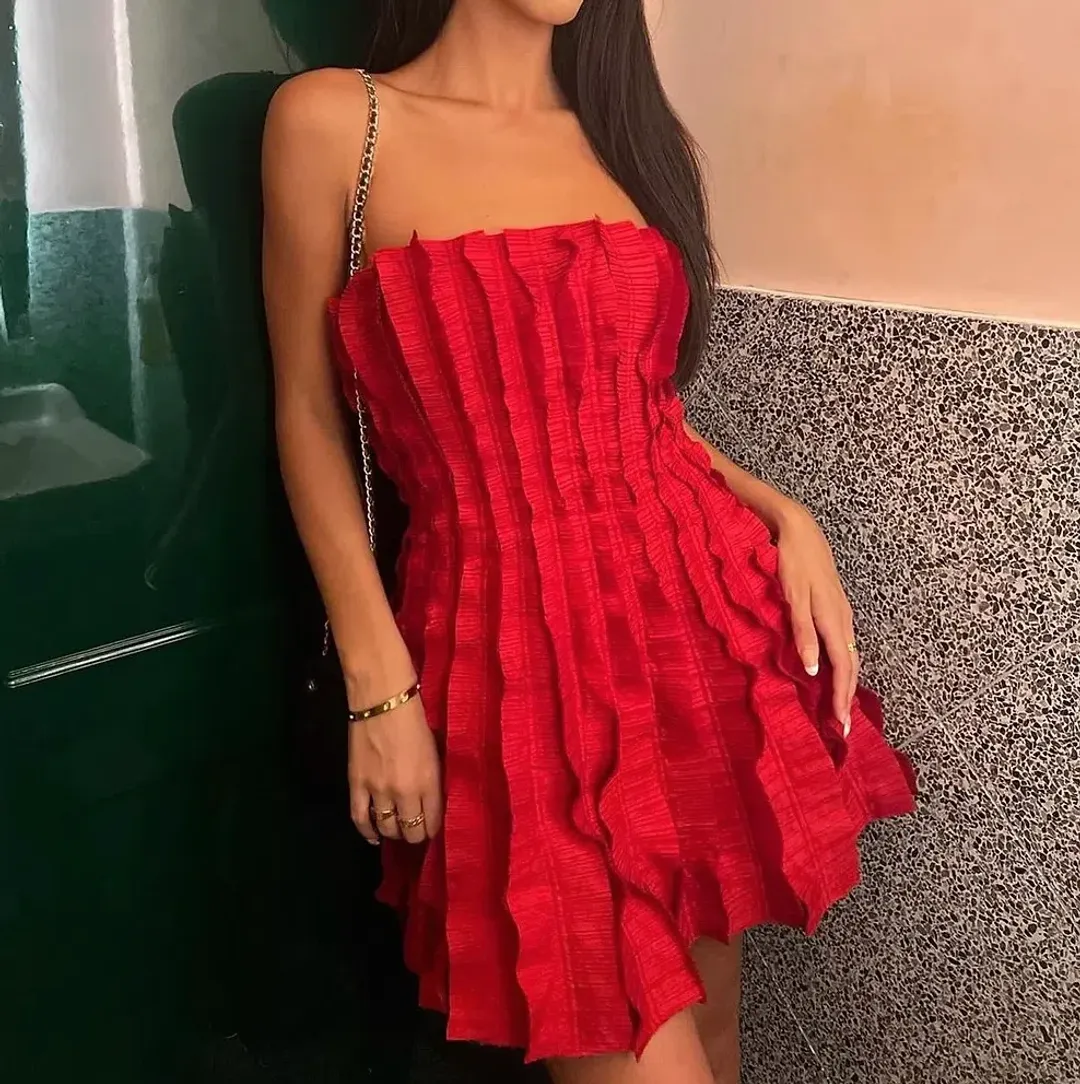 Aje Hybrid Sleeveless Mini Dress in Scarlet Red Size 10 / M for rent on The Volte - main image