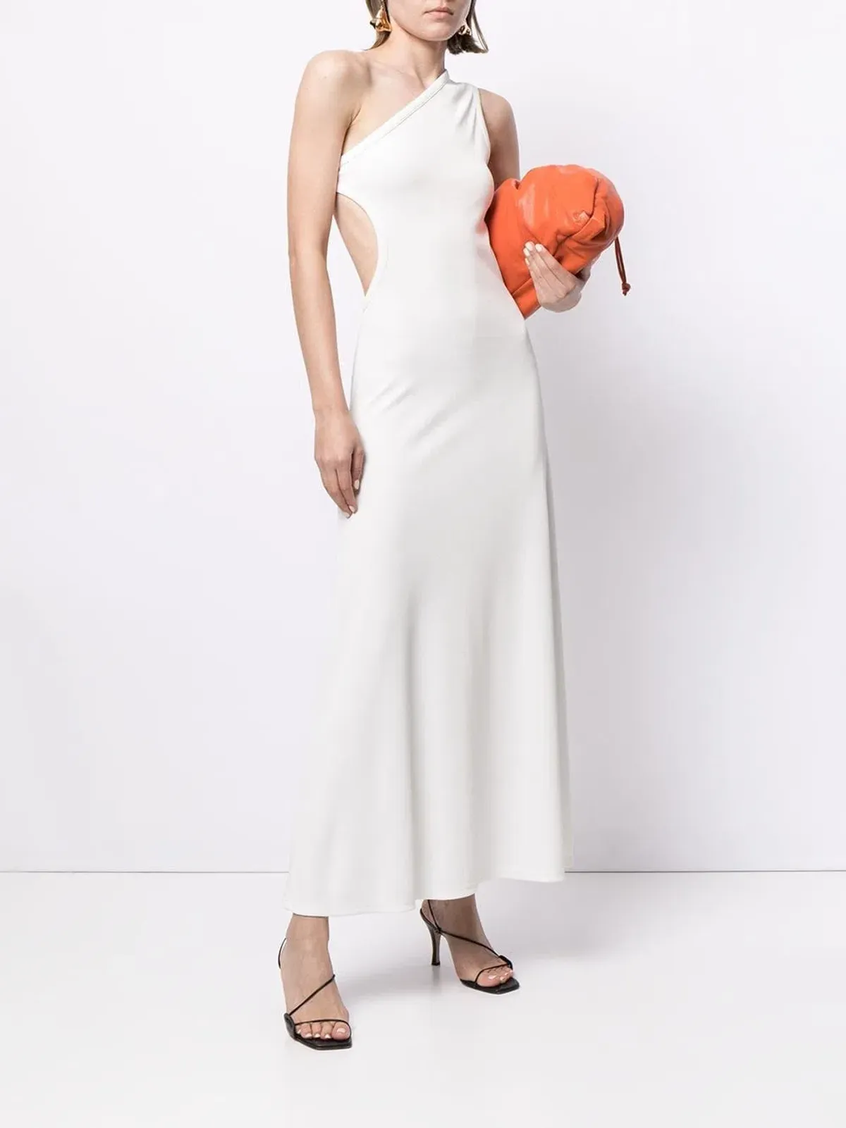 Christopher Esber Ribbed One Shoulder Dress White Size 6 for rent on The Volte - main image