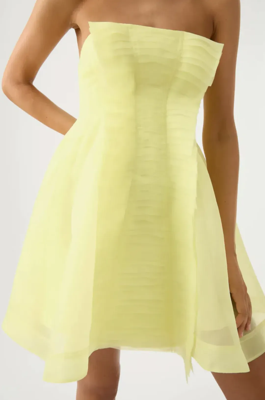 Aje Astrid Strapless Mini Dress Yellow Size 8 / S for rent on The Volte - main image