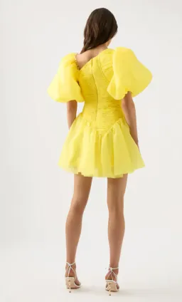 Aje Dawn Ruched Mini Dress Yellow Size 6 / XS for rent on The Volte - image 3