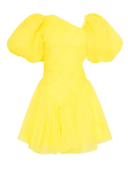 Aje Dawn Ruched Mini Dress Yellow Size 6 / XS for rent on The Volte - image 4