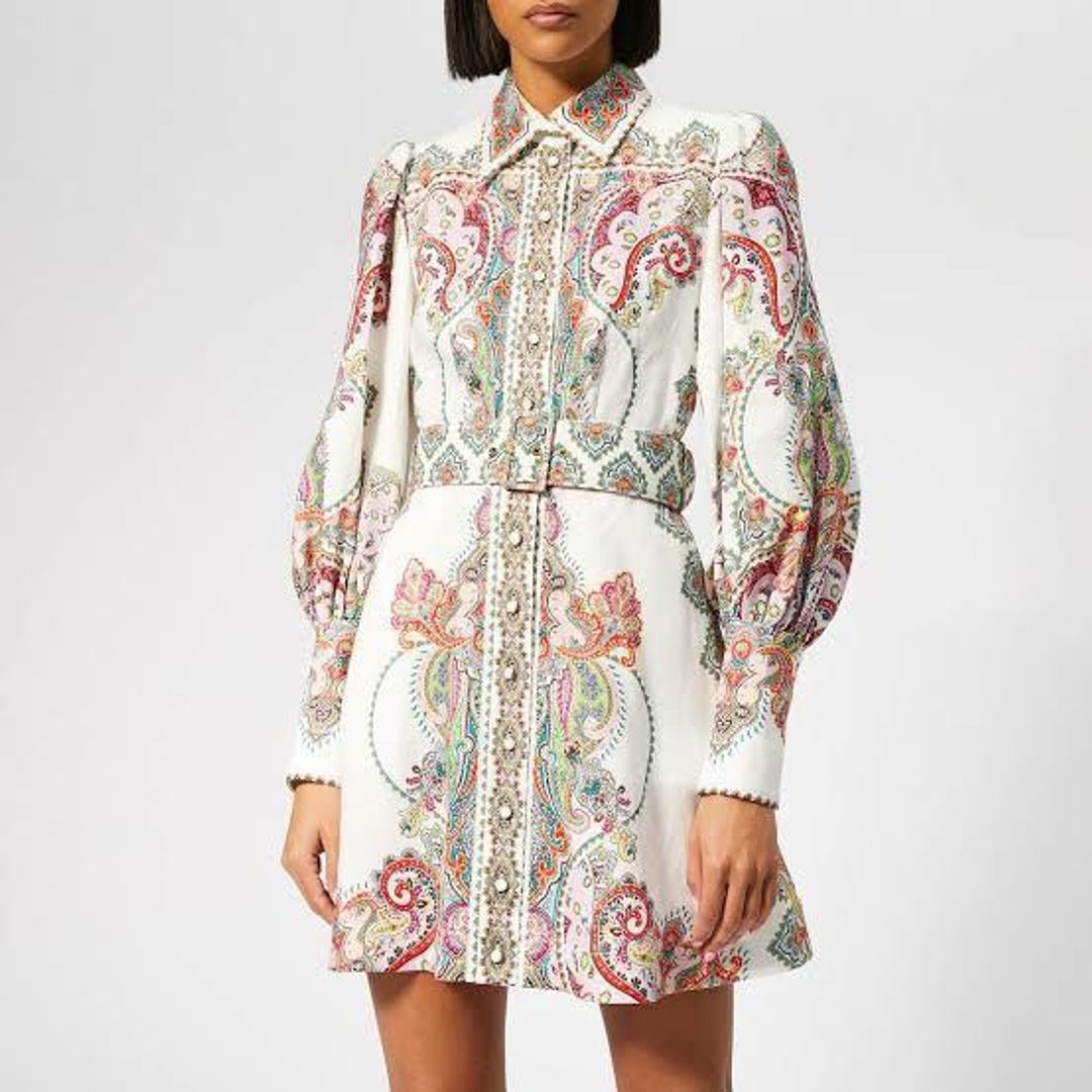 Zimmermann Ninety Six Shirt Mini Dress Lennon Paisley Print Size 6 for rent on The Volte - main image