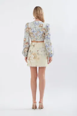 Sonya Moda Cut Out Printed Linen Mini Dress Botanica Print Size 6 for rent on The Volte - image 2