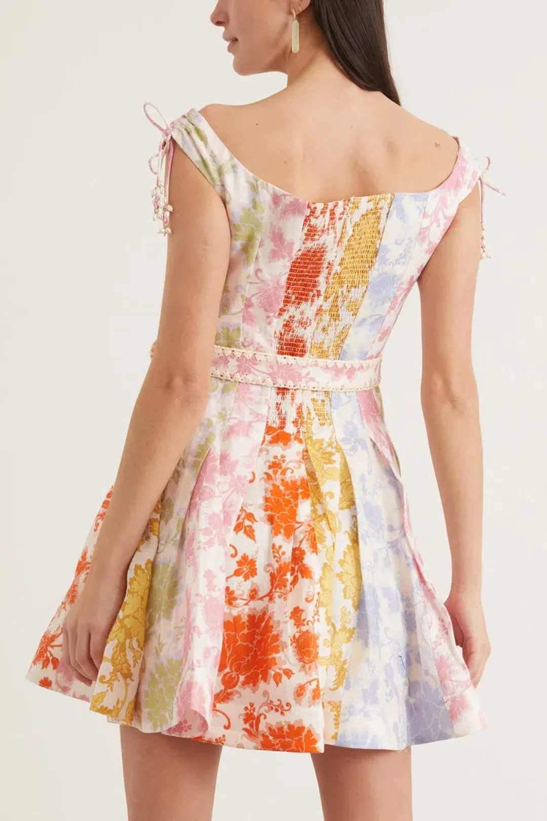 Zimmermann Postcard Spliced Mini Dress in Spliced Tonal Floral Size 3/Au14 for rent on The Volte - main image