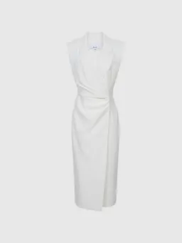 Reiss Cecile Tuxedo Midi Dress White Size AU 8 for rent on The Volte - image 4