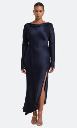 Bec & Bridge Moon Dance Long Sleeve Cowl Dress Navy Size AU 18  for rent on The Volte - image 1