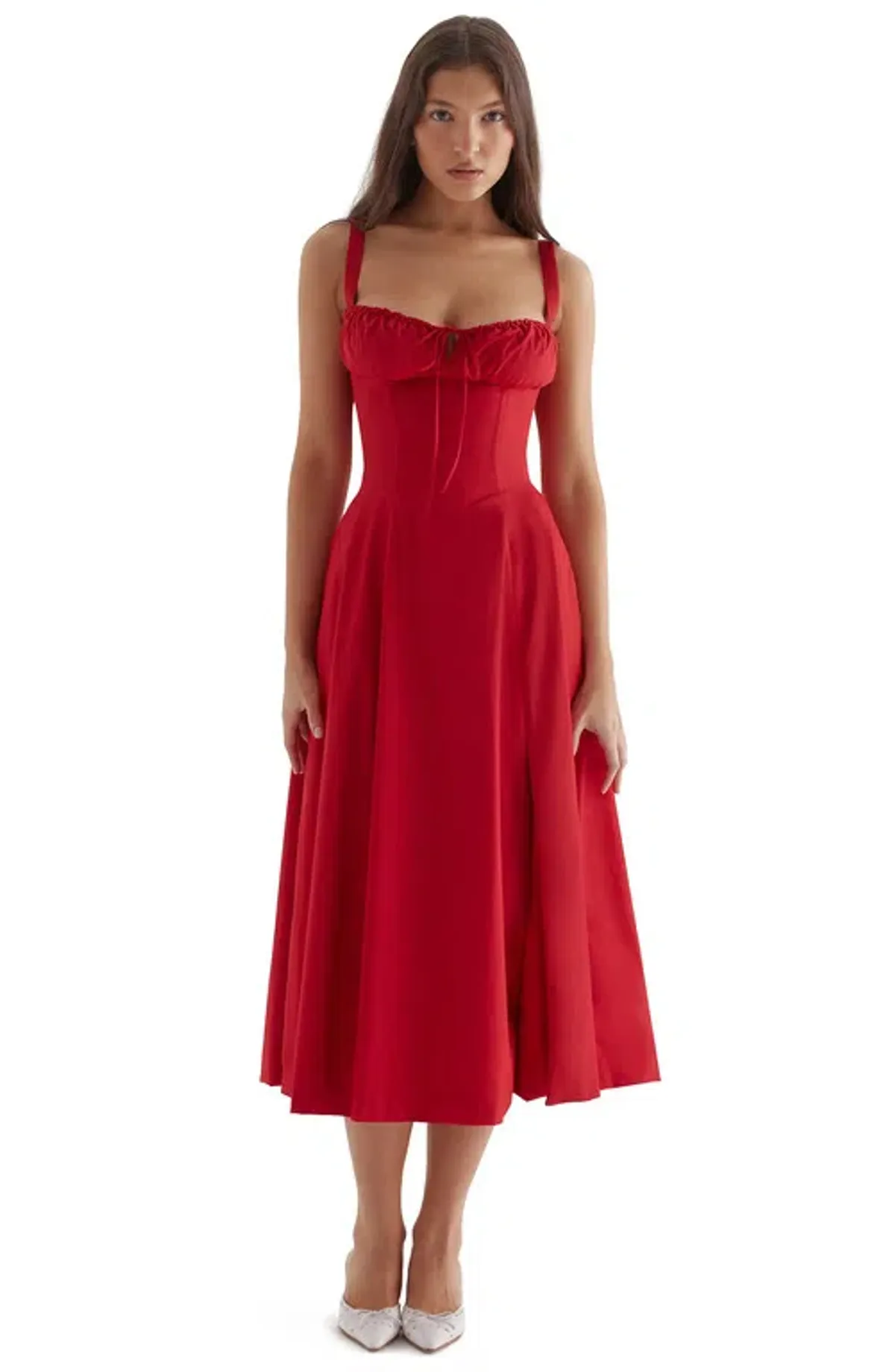 House of CB "Carmen" Bustier Sundress Red Rose Size AU 10 for rent on The Volte - main image