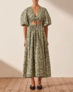 Shona Joy Tracey Short Sleeve Cut Out Midi Dress Tracey Print Size 14 for rent on The Volte - image 1