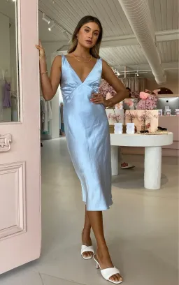 Third Form Gather Bias Slip Midi Dress In Pale Blue Size 10 for rent on The Volte - image 1