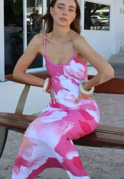 With Harper Lu Valentina Slip Dress Pink Hues Print Size 8 for rent on The Volte - image 5