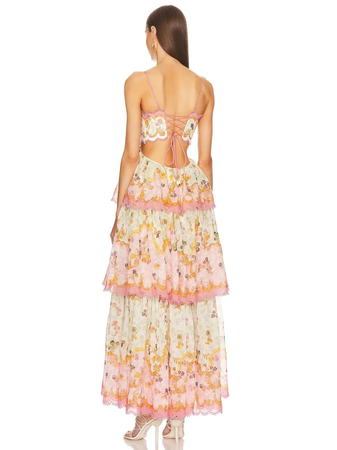 Zimmermann Laurel Frill Midi Dress Floral Size 1 / Au 8 for rent on The Volte - main image