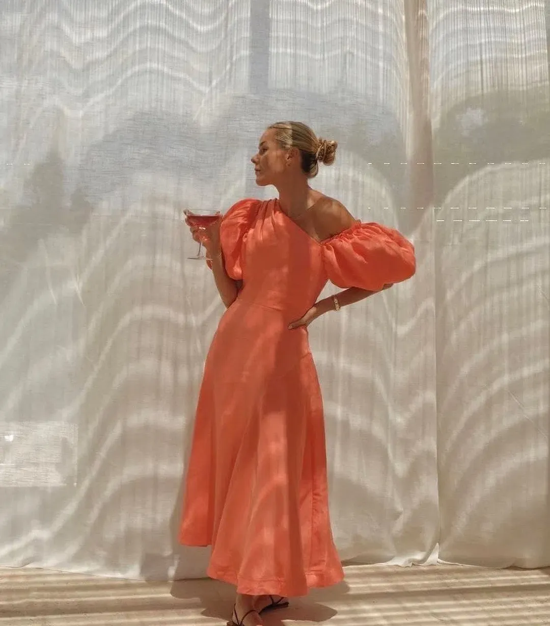 Aje Maia Midi Dress Coral Size 6 / XS for rent on The Volte - main image